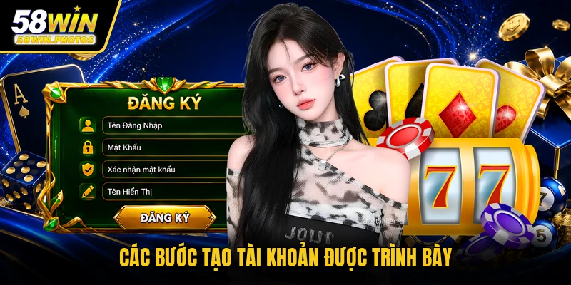 Các bước tạo tài khoản được trình bày
