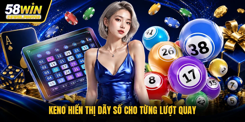 Keno hiển thị dãy số cho từng lượt quay